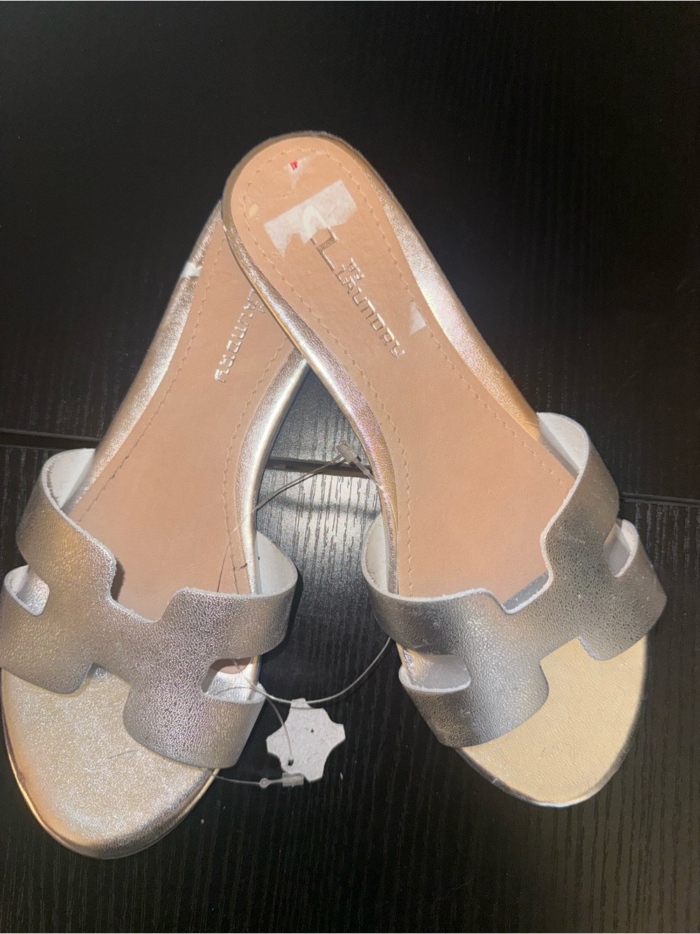 CL by Laundry Silver Open-Toe Slide Sandals